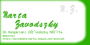 marta zavodszky business card